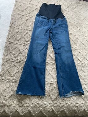 Isabel Maternity by Ingrid & Isabel Stretch Waist Blue Flare Jeans Sz 2 Raw Hew